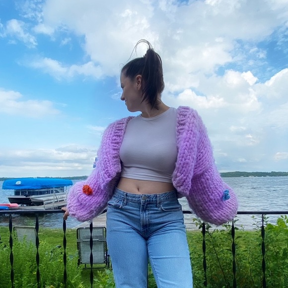 Kiss the Rainbow Chunky Knit Cardigan - Picture 2 of 4